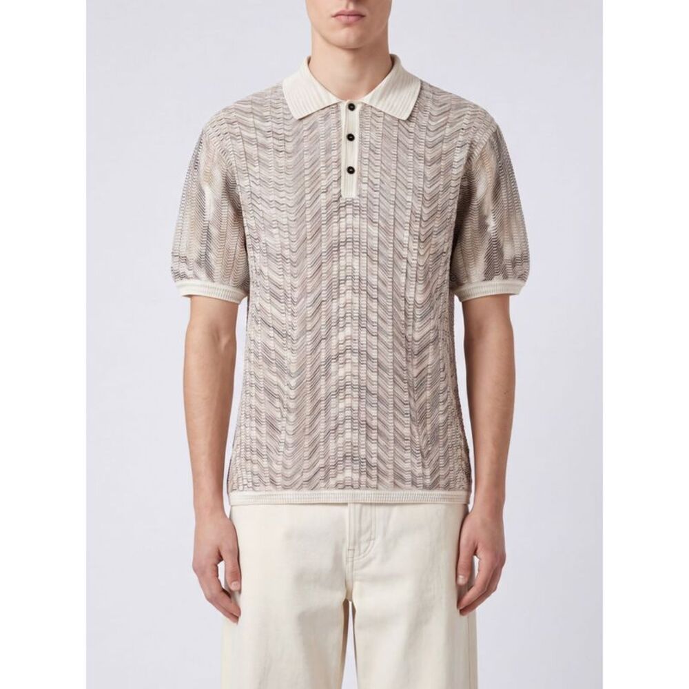 Missoni Men Missoni Zig-Zag Pattern Slim Fit Knit Polo In Cotton And Viscose